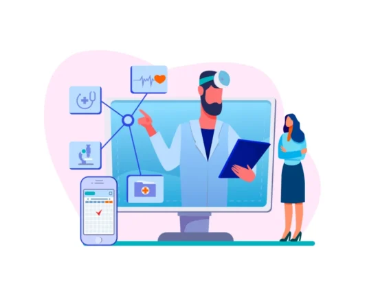 Médico analisando dados com Inteligência Artificial na saúde