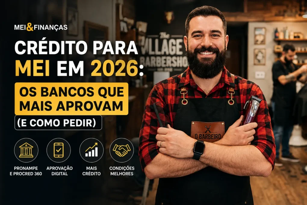 Crédito para MEI em 2026 com bancos que mais aprovam, Pronampe, ProCred 360 e opções de crédito para pequenos negócios.