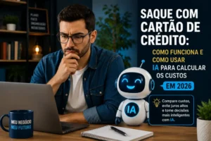 Saque com cartão de crédito e uso de IA para calcular custos, juros e comparar alternativas em 2026.